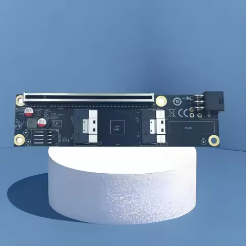 Gen5 2 Port SlimSAS 8i to PCIe 5.0 x16 Adapter Expansion Card Riser Board SFF8654 for Graphics Card 