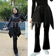 Plus Size Asymmetrical Seluar + Skirt Sukan Casual Hiking Zumba Gym Netball Yoga Muslimah Sport Boot
