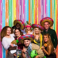 Colorful Foil Fringe Curtain Backdrop Rainbow Foil Fringe Curtain for Mexican Fiesta Party Decoratio