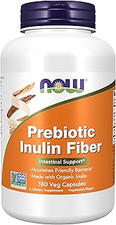 NOW Supplements Prebiotic Inulin Fiber, 180 Veg Capsules