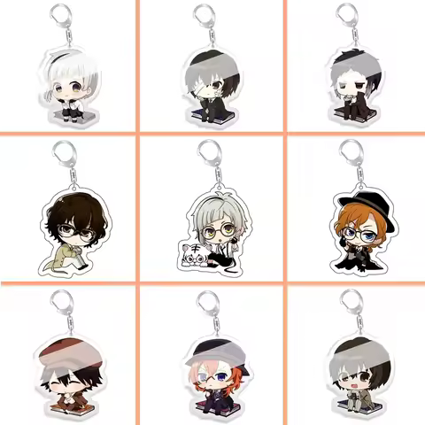 Anime Bungo Stray Dogs Dazai Osamu Keychain Nakajima Atsushi Pendants Edogawa Rampo Keyring Bag Acce