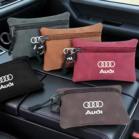 Portable Suede Car Key Bag Zipper Wallet Card Coin Pouchs For Audi RS Sline Quattro A7 A3 A4 A6 A5 Q