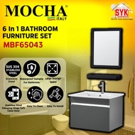 SYK MOCHA MBF65043 6 In 1 Bathroom Furniture Set Toilet Sink Mirror Cabinet Shelf Kabinet Cermin Tan