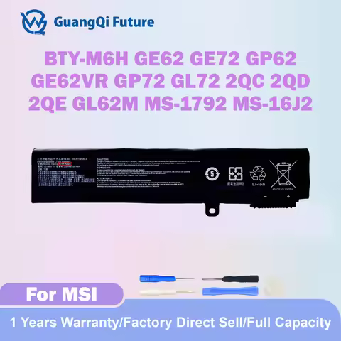 BTY-M6H 4730mAH 51Wh Replacement Laptop Battery for MSI GE62 GE72 GP62 PE60 PE70 GE62VR GP72 GL72 2Q