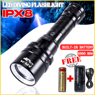 COD YUPARD Senter Selam Anti Air Tahan Lama 24 Jam Waterproof L2 1200 Lumens Baterai 6000mAh+Charger