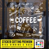 Coffee Shop Doodle Cutting Sticker Cafe Wall Glass Sticker