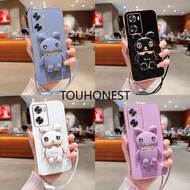 Casing Oppo A17K Case Oppo A39 Case Oppo A57 Case Oppo A59 Case Oppo A77 Case Oppo A77S Case Oppo A93S Case Oppo F1S Case Oppo K7X Case Oppo Reno7 SE Case Oppo Find X3 Pro Case New Cute Rabbit Bracket Mobile Phone Cover Case With Rope