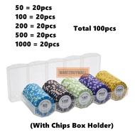 100pcs Set Premium Monte Carlo Casino Poker Chips Poker Monte Carlo Texas Holdem Poker Game Playing 