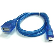 Usb2 USB2.0 A Female To Mini 5P Male Transparent Blue USB High-Speed Transmission Cable External Har