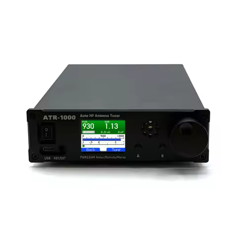 AMNVOLT ATR1000 1000W 1.8-30MHz Automatic Antenna Tuner 1.8In TFT Screen Full Waveband Radio Receive