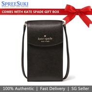 Kate Spade Handbag In Gift Box Crossbody Bag Staci Saffiano Leather North South Phone Crossbody Black # K4826