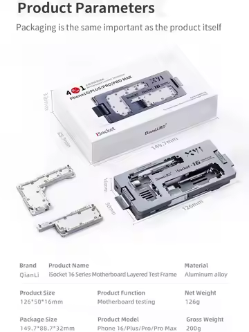 Qianli iScoket For iPhone X~16 Pro Max Motherboard Middle Frame Tester Logic Board Upper/Lower Separ