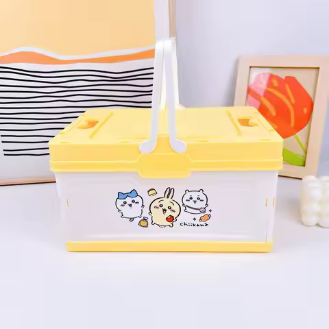 Cartoon Chikawa Outdoor Portable Fruit Basket Snacks Sundries Storage Box Foldable Storage Basket wi
