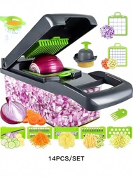 14pcs/Set Multi-Functional Vegetable Cutter, Fruit And Vegetable Slicer, Shredder, Knives (With Cont
