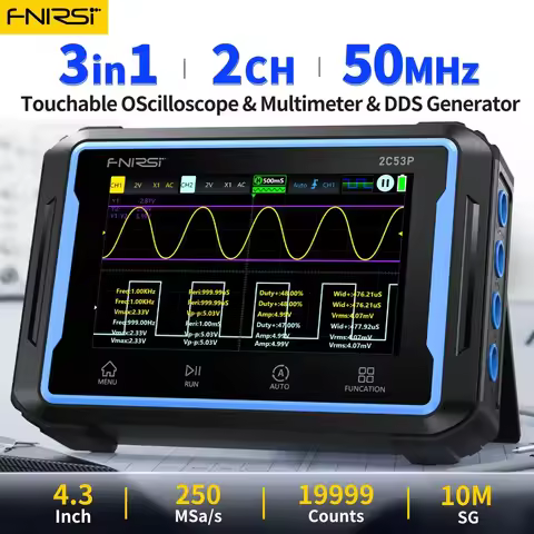 FNIRSI 2C53P Touch Screen Digital Oscilloscope+Multimeter+Signal Generator 3IN1 Dual Channel 50MHZ A