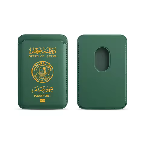 Ins Qatar Passport Upgrade Magnetic PU Leather Wallet Case For MagSafe iPhone13 14 12 15Plus 16 Pro 