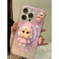 Three-Dimensional Crybaby Crybaby Pink Rabbit Alice Blue Phone Case Magnetic Holder Suitable for iPh