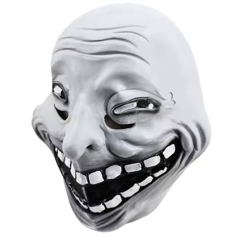 Troll Face Meme Mask Cartoon Full Head Latex Mask Comic Smile Carnival Costume Party Fancy Dress Gre