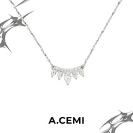 A.CEMI Marquise crown Necklace สร้อยคอเงินชุบทอง 18K โกลว์
