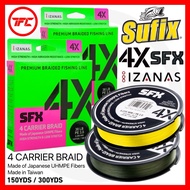 SUFIX SFX 4X 150YDS 300YDS 4 Carrier Braid Fishing Line Braided X4 PE Izanas