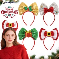 YOUNGSTAR Christmas Bow Headbands Sequins Bow Tie Hair Band Xmas Hair Hoops for Women Girls Party Co