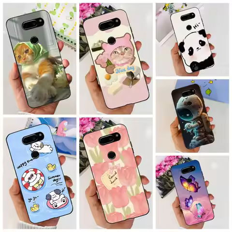 Cover For LG V30 2017 Case Cute Cartoon Print Flower Soft Silicone TPU Black Cover For LG v30 H930 6