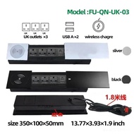 FUNAYA Table Hidden Slide Socket Recessed Outlets with USB Type-c Wireless Charge Universal UK Unive