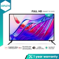 GINZA Smart TV 43 inch flat panel smart TV ultra-thin 1080p frame Android 9.0 TV  Youtube Netflix