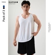 [BUNDLE OF 3] DLSTAR Men's 100% Cool Compact Cotton Tank Top Sleepwear