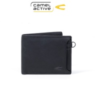 camel active Men Bi Fold Wallet Leather 12 Card Compartments Wax Finished Black SW2608EL2#BLK