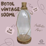 KAYU 500ml wooden lid glass bottle/ 500ml glass bottle/ 500ml vintage glass bottle/ Capsule letter b