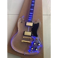 Custom Crystal Acrylic Gibson SG Electric Guitar with LED Lights Flash Active Humbucker Pickup