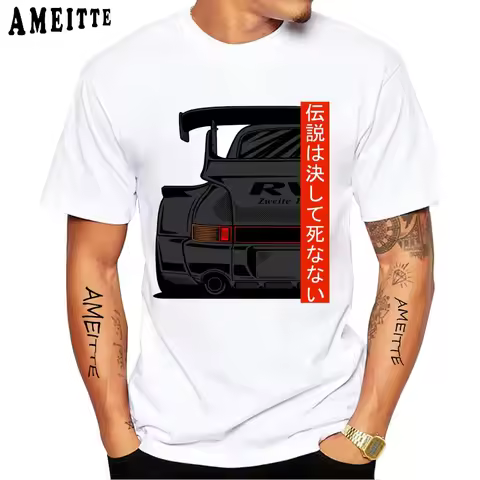 New Summer Men Short Sleeve Automotive Apparel 993 964 RWB JDM Tuning Car Classic T-Shirt Hip Hop Bo