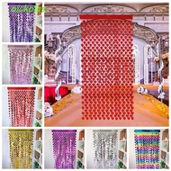 NICKOLAS Heart Rain Curtain, Heart-shaped 1m×2m Party Curtain, Love Ribbon PET Colorful Glitter Back