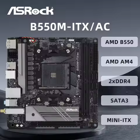 ASRock B550M-ITX/AC Motherboard Support Ryzen 7 5800x 5700x 5700x3D 5600G PRO 4750G CPU DDR4 PCIe 4.