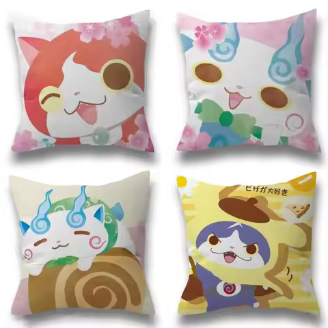 Anime Yokai Cute Watch Maple Design Cushion Cover Happy Autumn Harvest decor Holiday Decorati Pillow