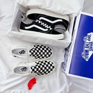 Vans Old Skool Low Tube Men And Women Sneakers With Plaid Pattern In Black And White Full Box Bill