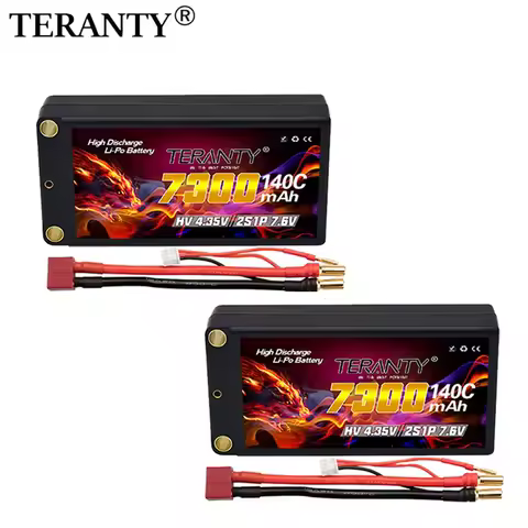TERANTY 2S Shorty Lipo Battery 7300mah HV 7.6V 140C/280C With 5mm Graphene Bullet For 1/10 RC Car Ra
