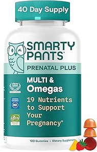 SmartyPants Prenatal Multivitamin Gummies - Improved Formula: Omega 3 (DHA/EPA), Methylfolate, Bioti
