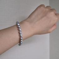 Natural Baroque Shaped 6.5mm Silver Blue Japanese Akoya Seawater Pearl Beaded Bracelet