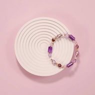 花神咖啡館。紫水晶 淡水珍珠 紫幽靈 14K包金 水晶礦石設計手鍊