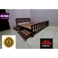 Katil Single King Queen, Solid Wood Bedframe Single, Queen, King, Katil Couple, Katil Bujan, Katil S