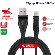 Super durable 2m black umbrella-covered iphone charging cable