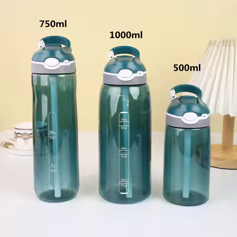 500ml / 750ml / 1000ml Tritan Water Bottle with Straw Eco-Friendly Durable Gym Fitness Outdoor Sport