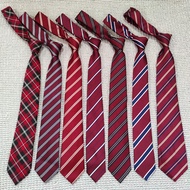 Ready Stock Tie Unique Red Plaid Stripes Cyan Gold Hand Tie Male Female Students Matching Shirt Unif