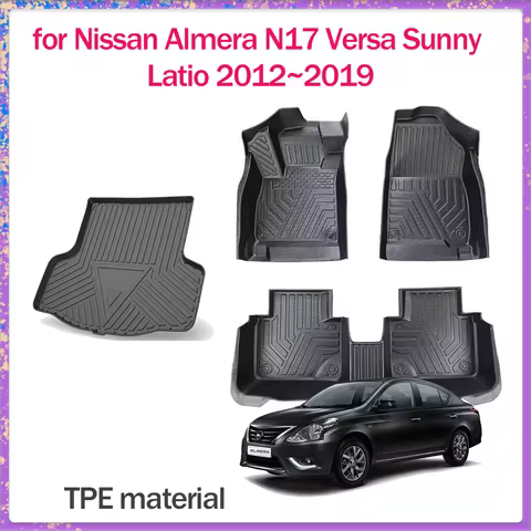 Car Floor Mat for Nissan Almera N17 Versa Sunny Latio 2012~2019 TPE Foot Interior Liner Waterproof T