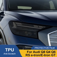 For Audi  e-tron Q8 Q6 Q7 RS e-tron E-tron GT Car Headlight TPU Protective Film Smoke Black Auto Vin