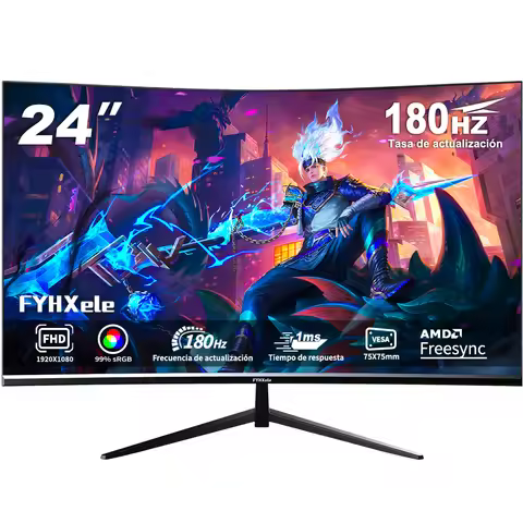 FYHXele 24" Curved FHD 1ms VA Gaming Monitor 180Hz (HDMI165Hz/DP180Hz) Speaker VESA
