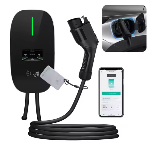 Junsun Level 2 EV Charger 48A 11KW SAE J1772 EVSE Adjustable Current 8 10 13 16 32 40 48A With Charg