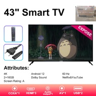 Ex ทีวี 43 นิ้ว 32 ทีวี 50 นิ้ว 4K WiFi HDR+ Android 12.0 ทีวี สมาร์ททีวี Smart TV Youtube NETFLIX Goolgle HDMI/VGA/DP รับประกัน 3 ปี Digital TV 32''+T2 One